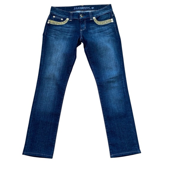 Guess Blue and Gold Straight Leg Jeans - Picture 1 of 13